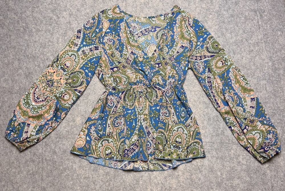 Shein Boho Paisley Print Belted Wrap Mini Dress M Multicolor V-Neck